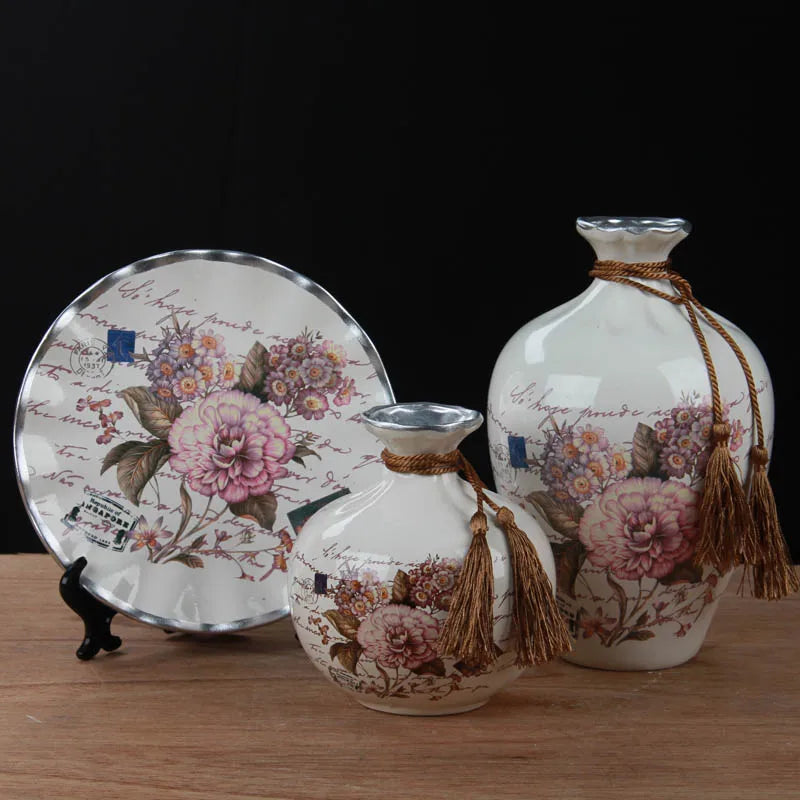 3pc/Set Europe Ceramic Vase Curio Shelves Nordic Decoration Home Flower Vase Centerpieces For Weddings Traditional Vases