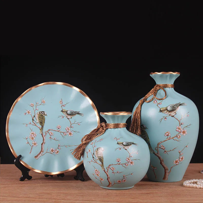 3pc/Set Europe Ceramic Vase Curio Shelves Nordic Decoration Home Flower Vase Centerpieces For Weddings Traditional Vases