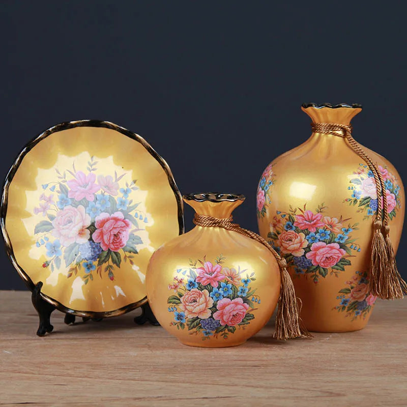 3pc/Set Europe Ceramic Vase Curio Shelves Nordic Decoration Home Flower Vase Centerpieces For Weddings Traditional Vases