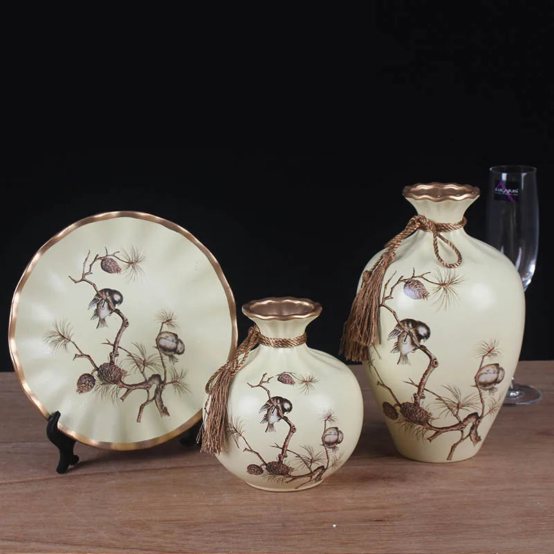 3pc/Set Europe Ceramic Vase Curio Shelves Nordic Decoration Home Flower Vase Centerpieces For Weddings Traditional Vases