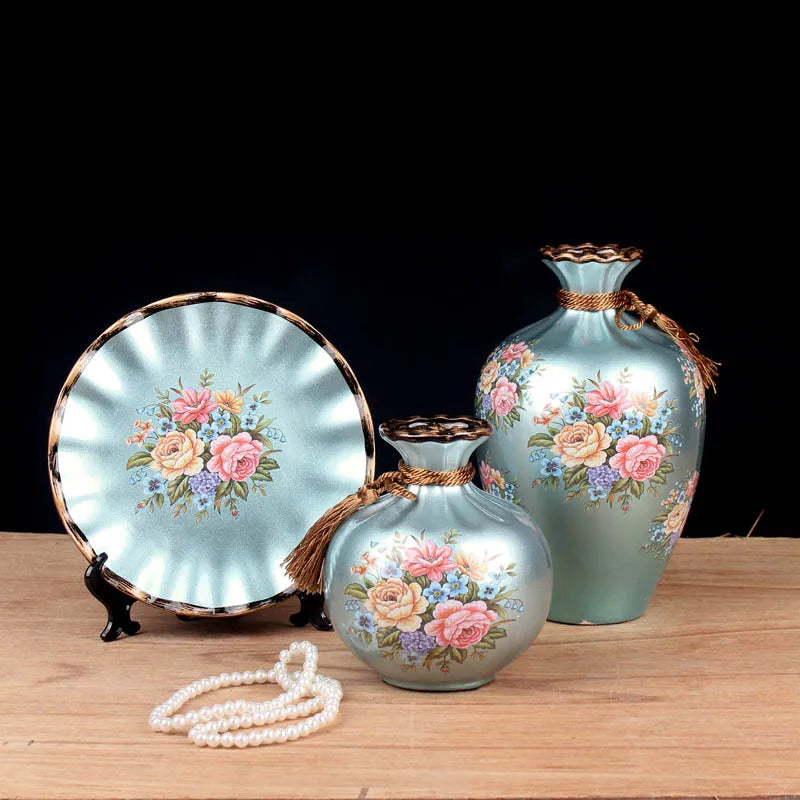 3pc/Set Europe Ceramic Vase Curio Shelves Nordic Decoration Home Flower Vase Centerpieces For Weddings Traditional Vases