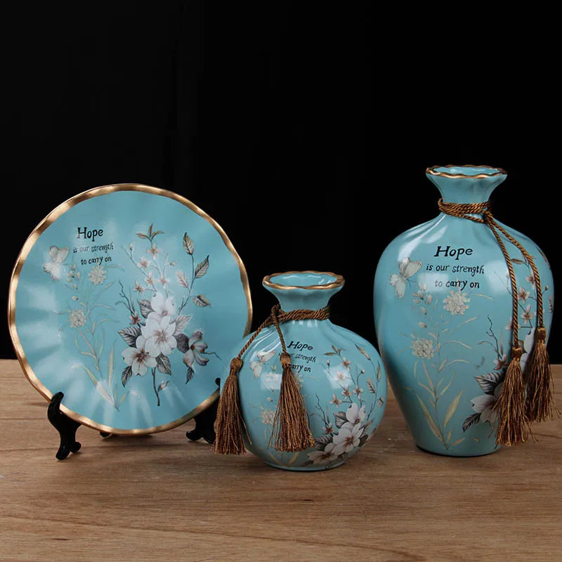 3pc/Set Europe Ceramic Vase Curio Shelves Nordic Decoration Home Flower Vase Centerpieces For Weddings Traditional Vases
