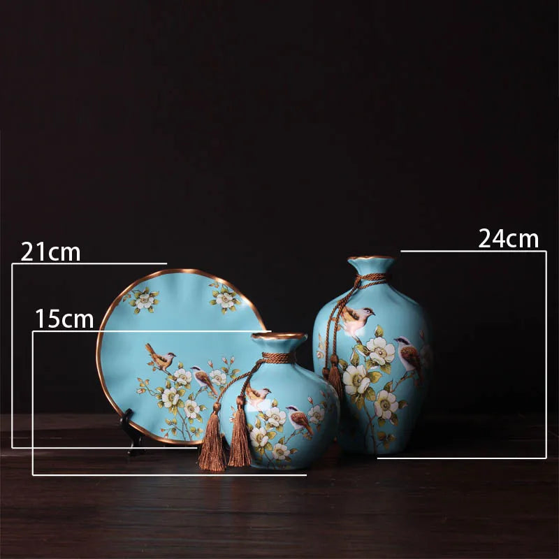 3pc/Set Europe Ceramic Vase Curio Shelves Nordic Decoration Home Flower Vase Centerpieces For Weddings Traditional Vases