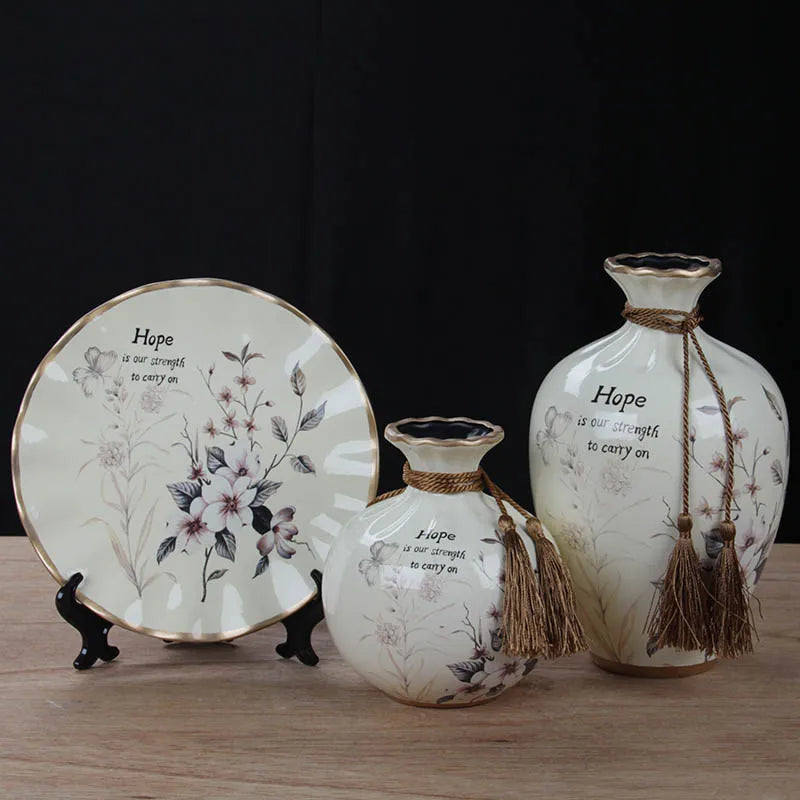 3pc/Set Europe Ceramic Vase Curio Shelves Nordic Decoration Home Flower Vase Centerpieces For Weddings Traditional Vases