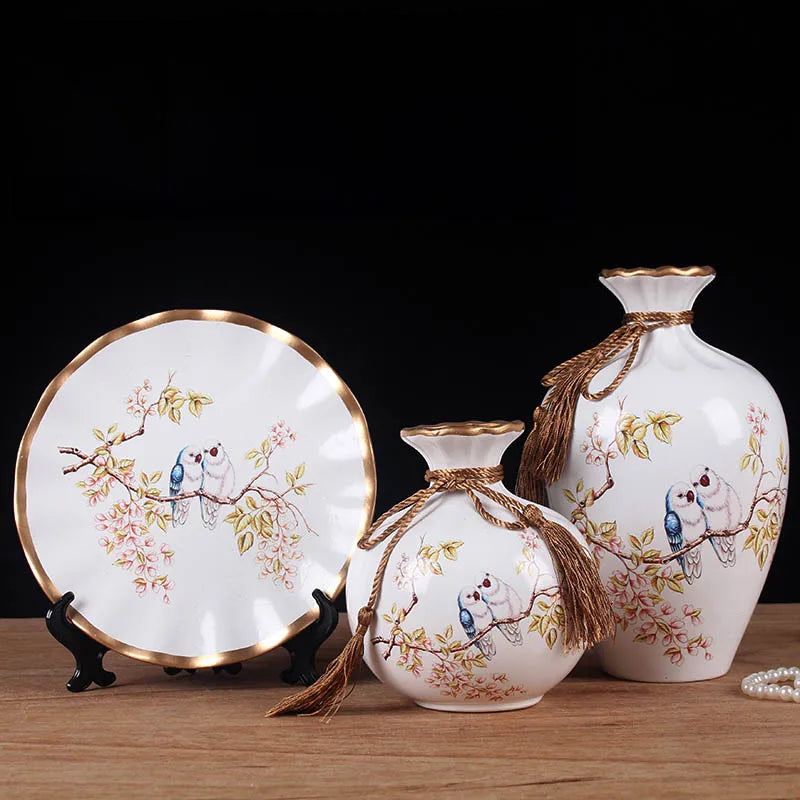 3pc/Set Europe Ceramic Vase Curio Shelves Nordic Decoration Home Flower Vase Centerpieces For Weddings Traditional Vases