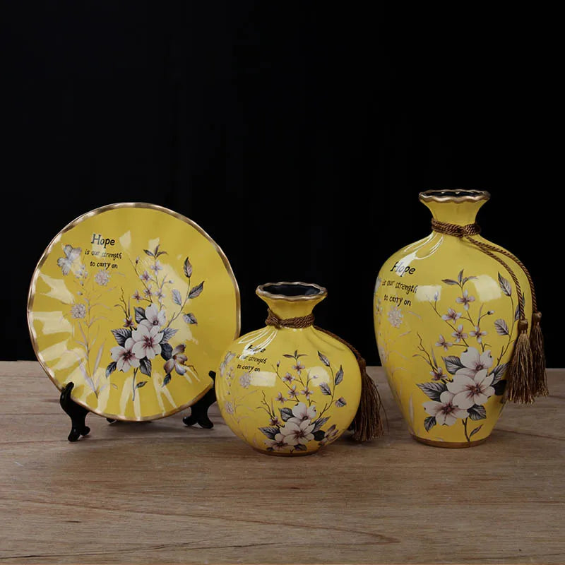 3pc/Set Europe Ceramic Vase Curio Shelves Nordic Decoration Home Flower Vase Centerpieces For Weddings Traditional Vases