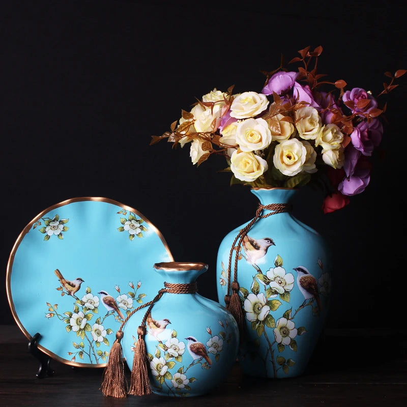 3pc/Set Europe Ceramic Vase Curio Shelves Nordic Decoration Home Flower Vase Centerpieces For Weddings Traditional Vases