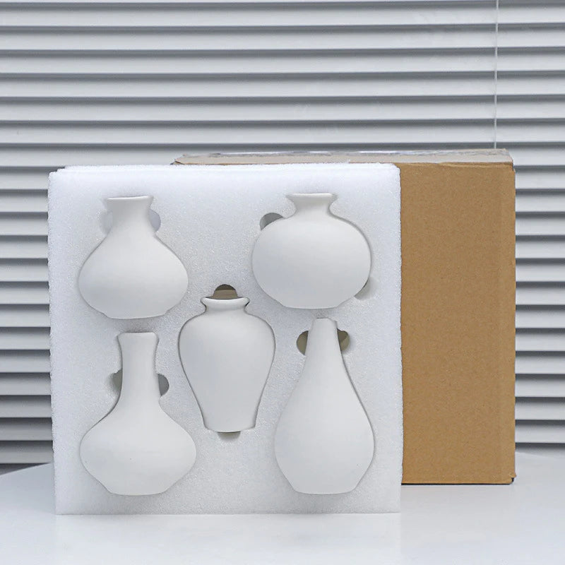 5Pcs Black Ceramic Vase Set Modern Minimalist Matte Flower Vases for Home Deco Living Room Table Centerpiece Wedding Party Decor
