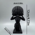 1pc Black "Mind Over Matter" Brain-Bearer Art Figurine, suitable for philosophical study decor & distinctive office display.