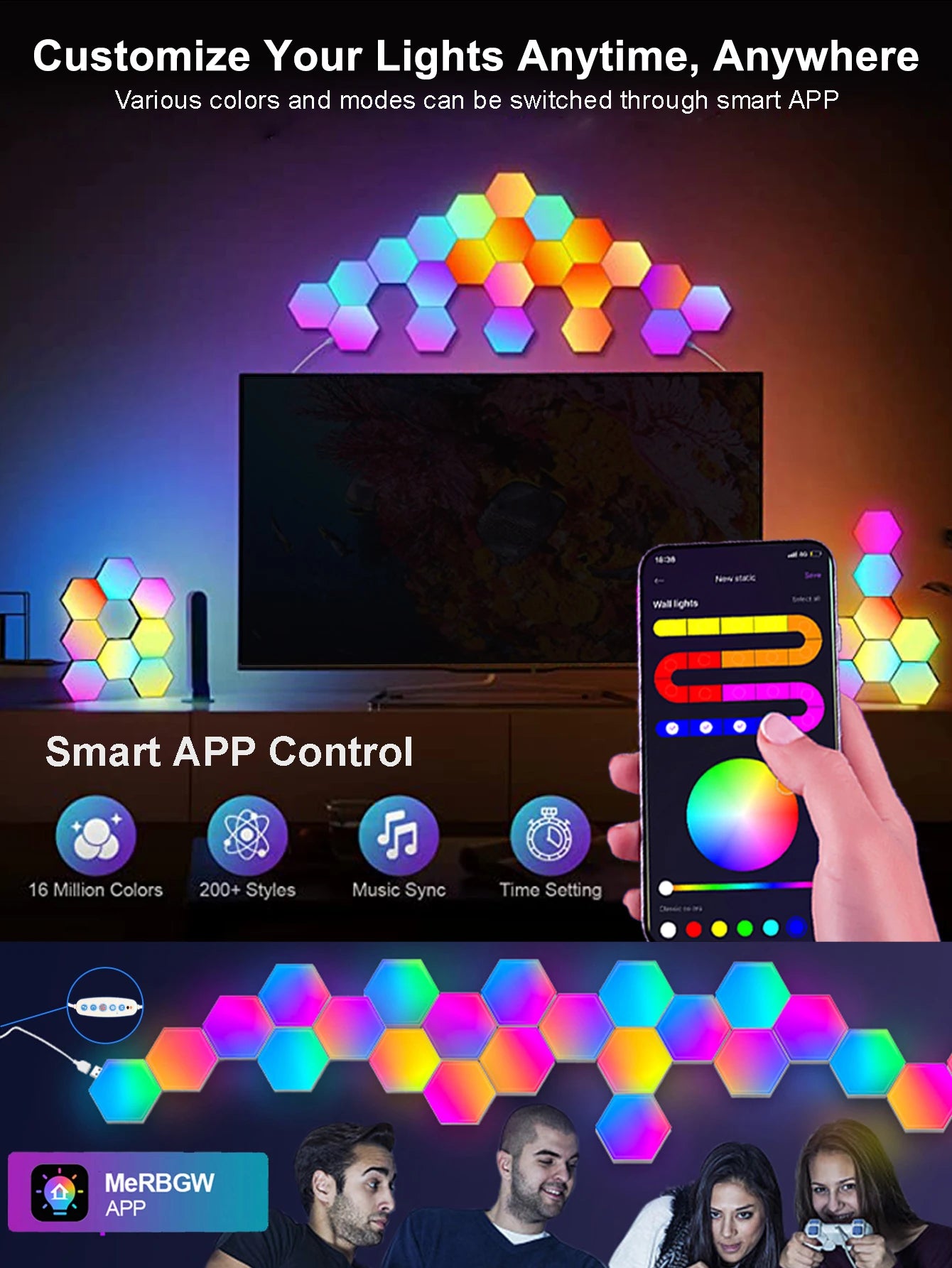 RGB Hexagon Wall Lamp