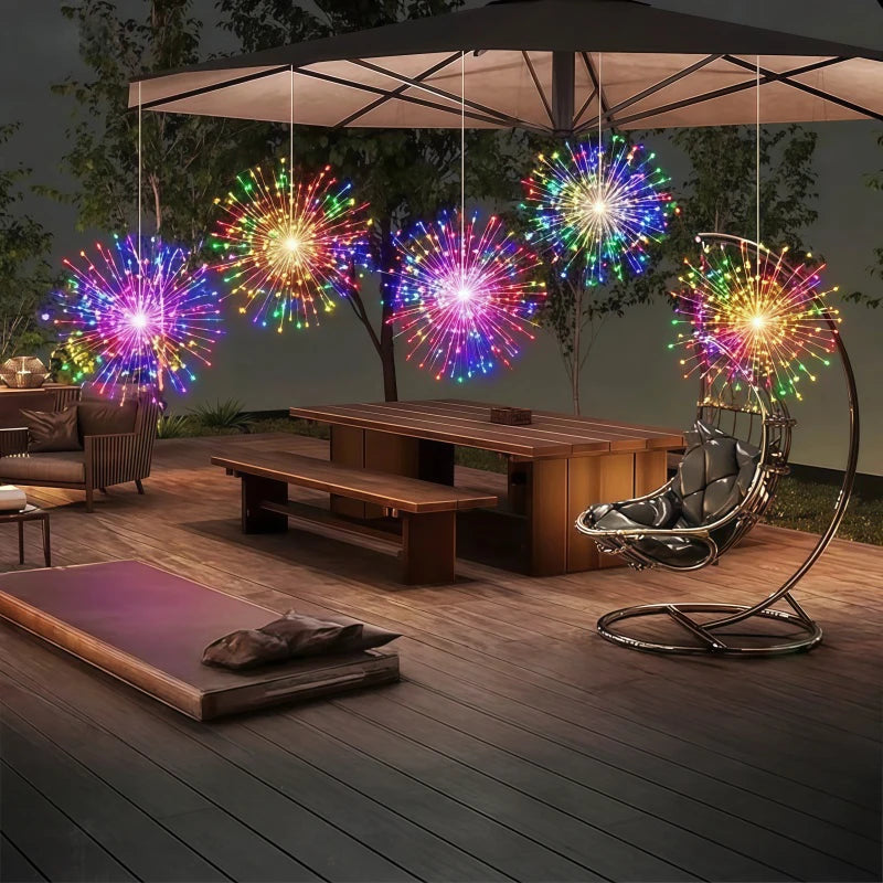 4/5pcs Solar Hanging Firework Lights for Eaves Solar Powered with Light Sensor Control Outdoor Garden Yard Decorative Lights