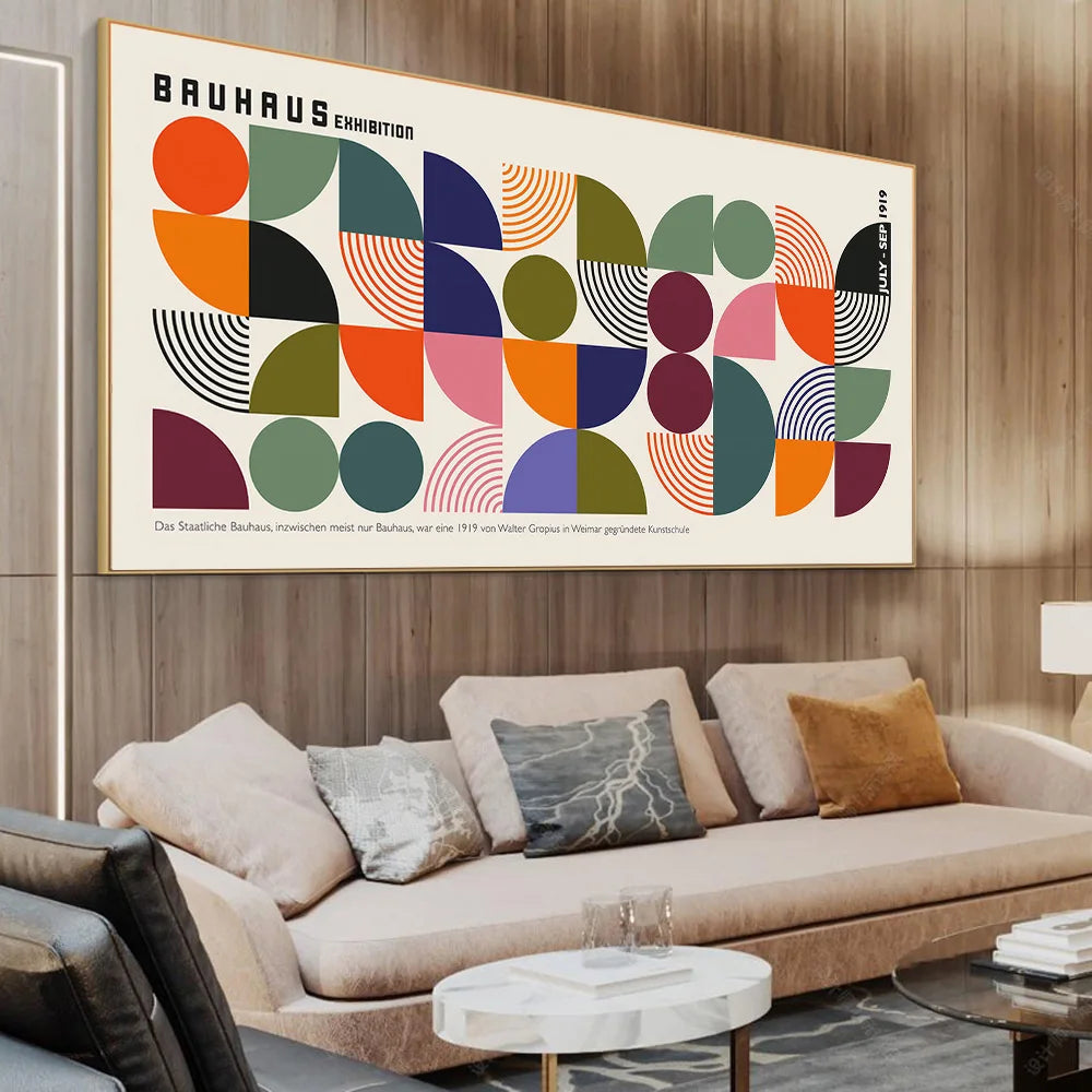 Bauhaus Minimalist Retro Wall Art Bauhaus Abstract Art Posters Geometric Bauhaus Canvas Painting for Living Room Bauhaus Poster