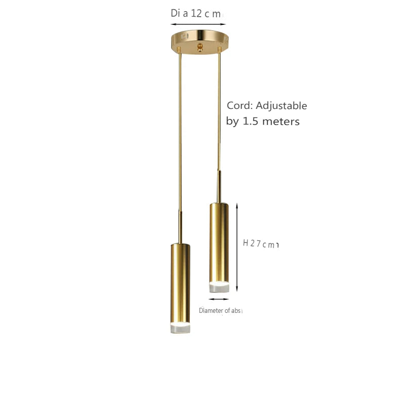 Fumi Modern Pendant Light Kitchen Fixture LED Gold Mini Pendant Lighting fo Kitchen Island Bedroom Bedside Table Small Penda