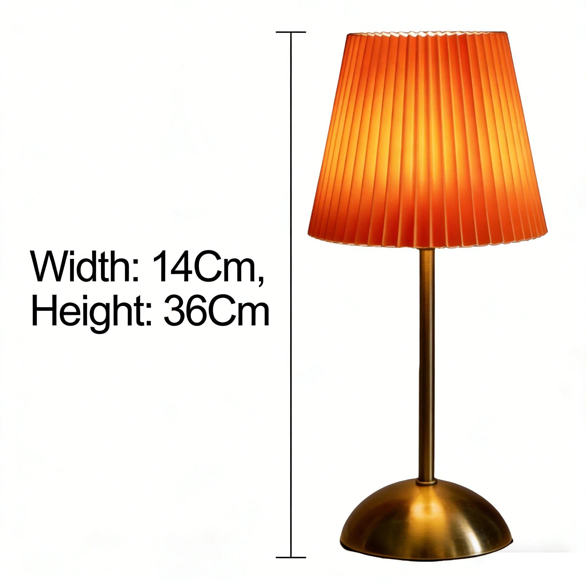1PC Beige Pleated Fabric Table Lamp, USB Powered Brass Base Night Light, Compact Decor Lamp for Home & Dorm
