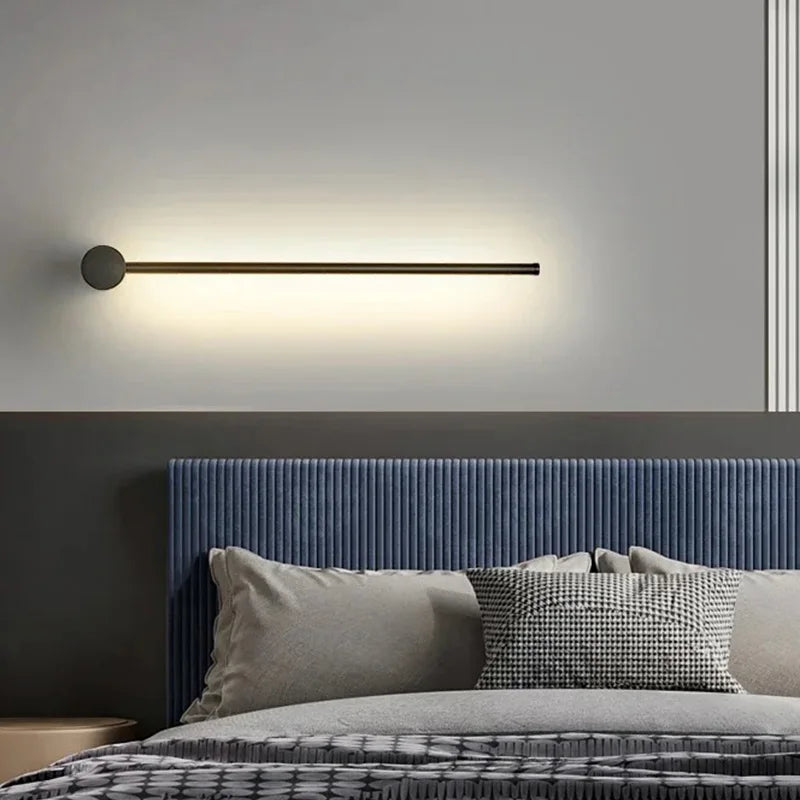 2026 Linear LED Wall Lamp 100cm120cm Modern Minimalist Gold White Sconce for Bedroom Bedside Living Room Corridor Decor
