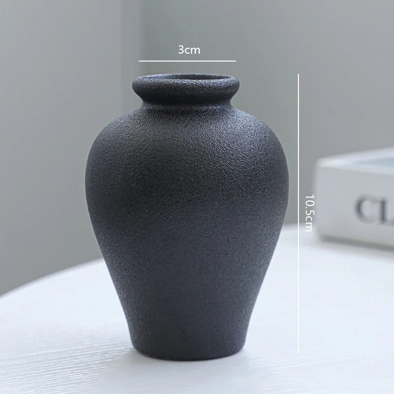5Pcs Black Ceramic Vase Set Modern Minimalist Matte Flower Vases for Home Deco Living Room Table Centerpiece Wedding Party Decor