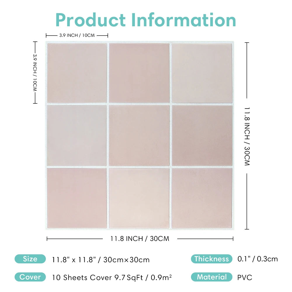 1/10pcs 3D Tile Sticker, Self-adhesive Wall Panel Peel and Stick Tiles, Backsplash for Kitchen Bathroom Wall Sticker