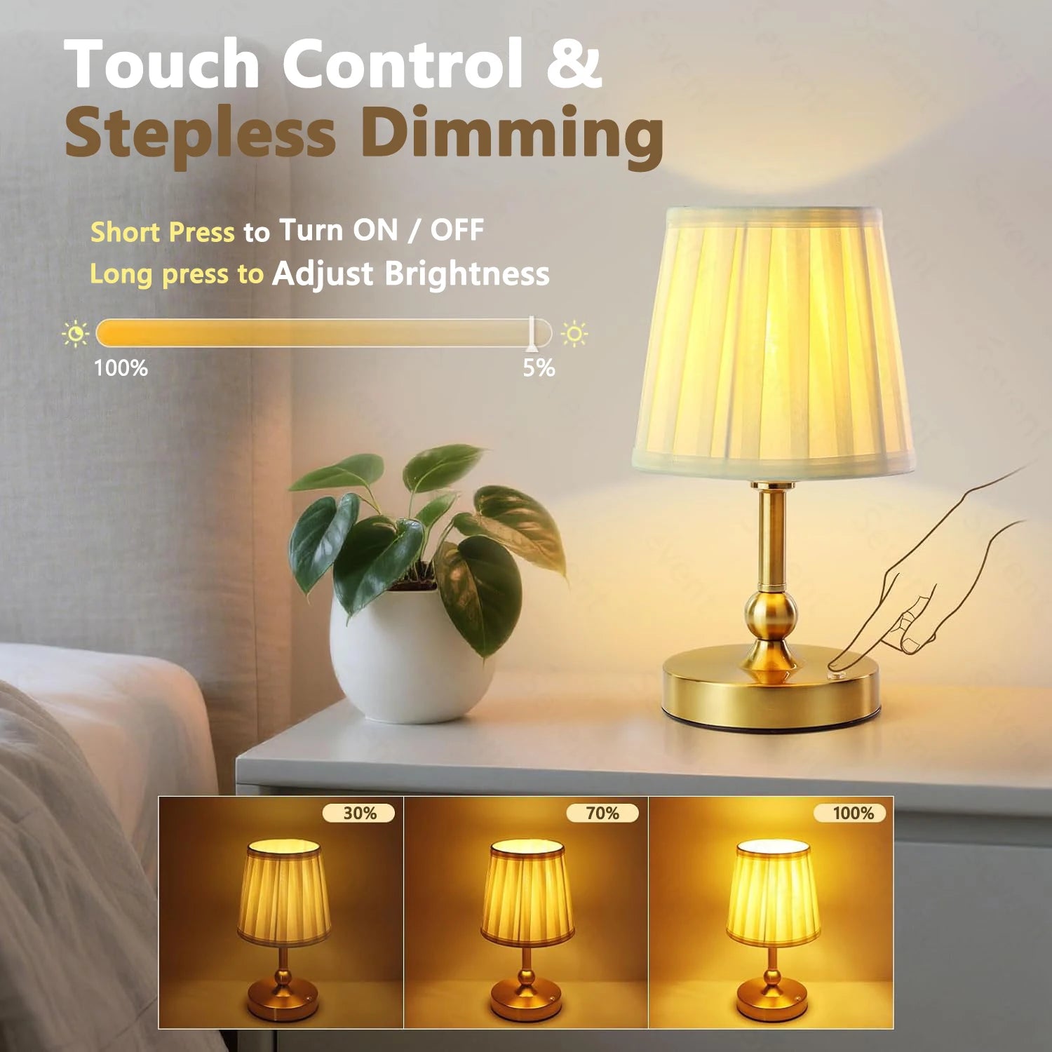 Wireless Table Lamp LED Touch Sensor Desktop Night Light Rechargeable Reading Lamp For Restaurant Hotel Bar Bedroom Decor Light