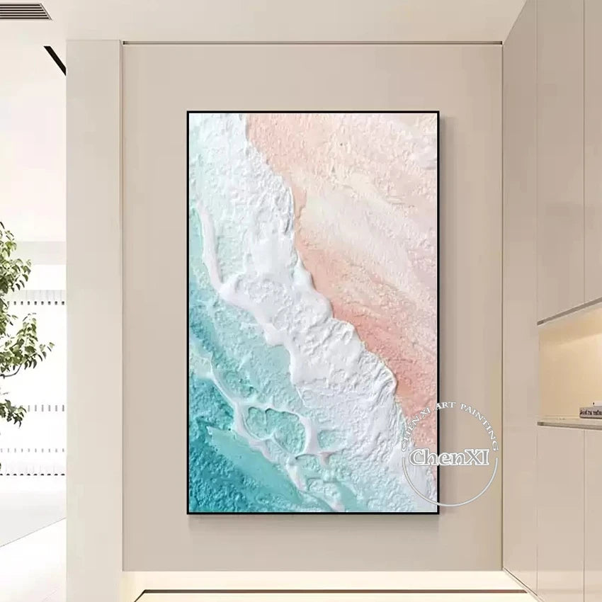 Textured Abstract Art Oil Paintings On Canvas Abstract Ocean Wave Artwork Wall Decor For Wedding Unframed Hot Sale