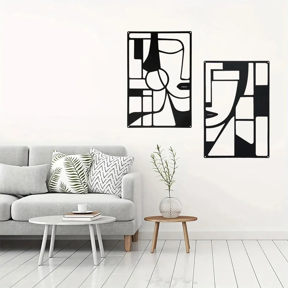 Violaura Abstract Metal Wall Art - Easy to Install Hanging Geometric, Lines, Shapes, Artistic, Bedroom, Blacksmith, Handcrafted