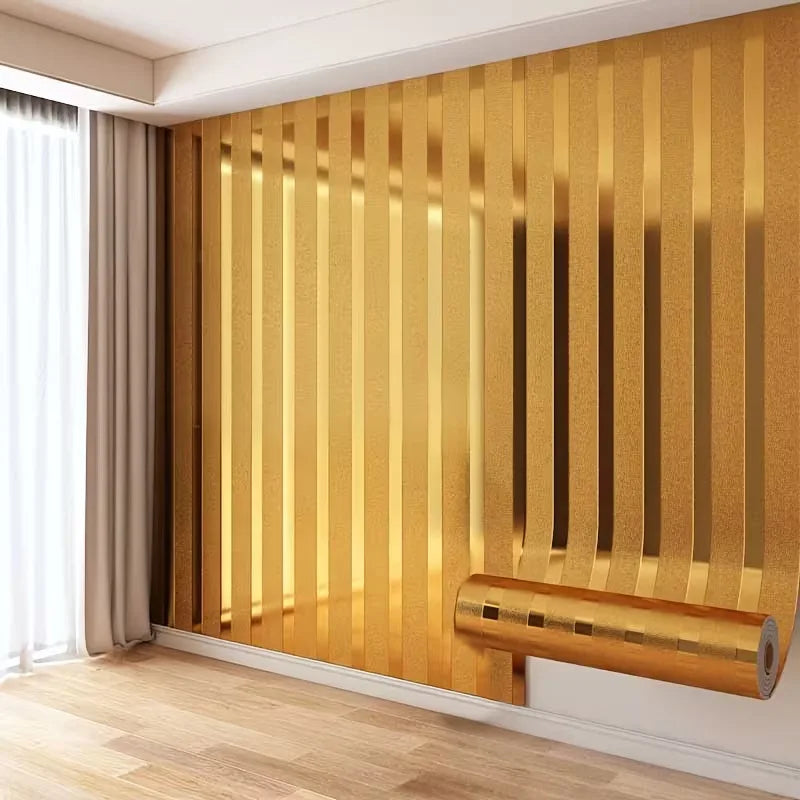 3 Roll Self-Adhesive Waterproof Gold Silver Wallpapers Peel and Stick Wall Sticker Easy to DIY Suitable for Ceiling, Living Room