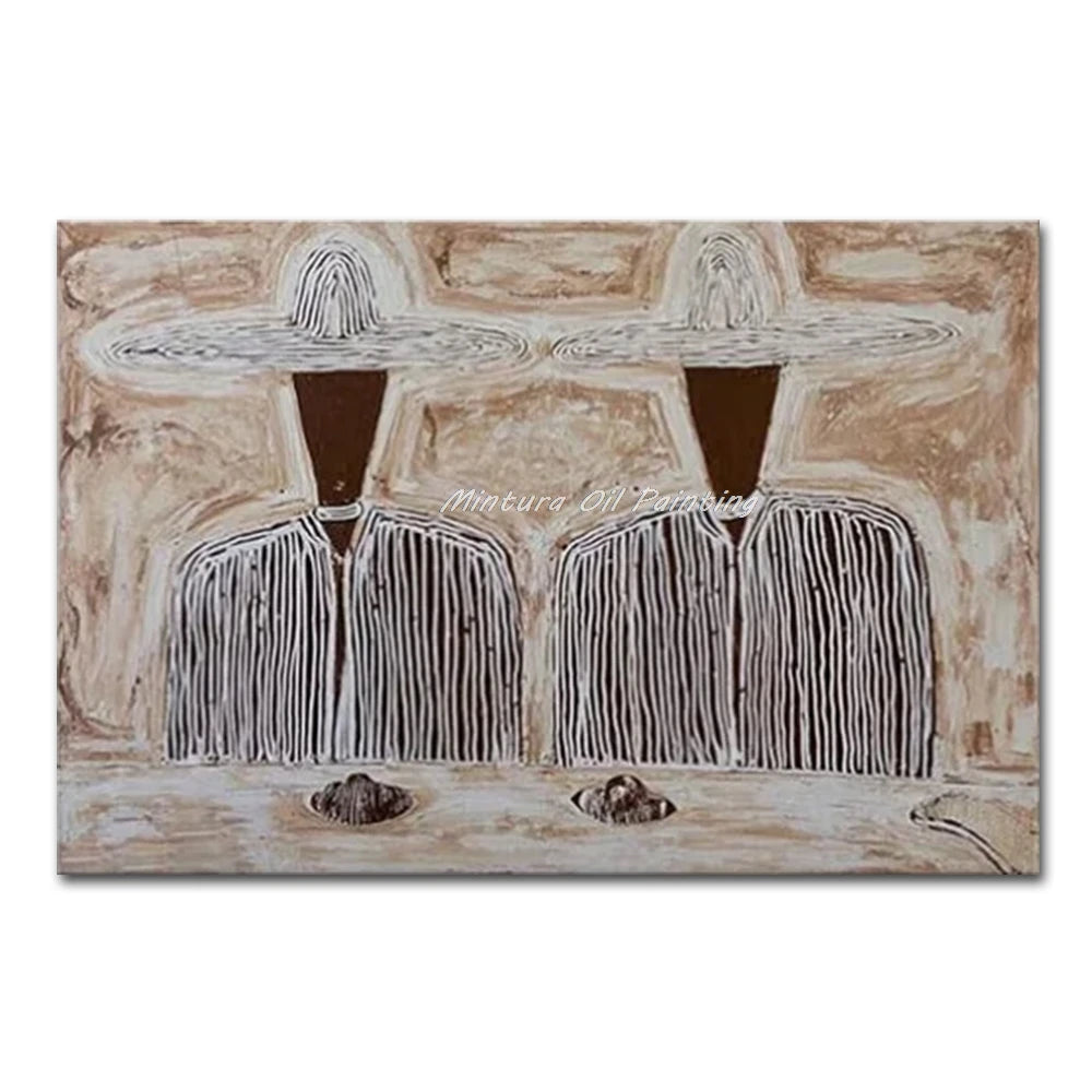Mintura,Handpainted Cowboy Oil Paintings on Canvas,Modern Home Decoration,Abstract Brown Poster,Wall Art Picture for Living Room