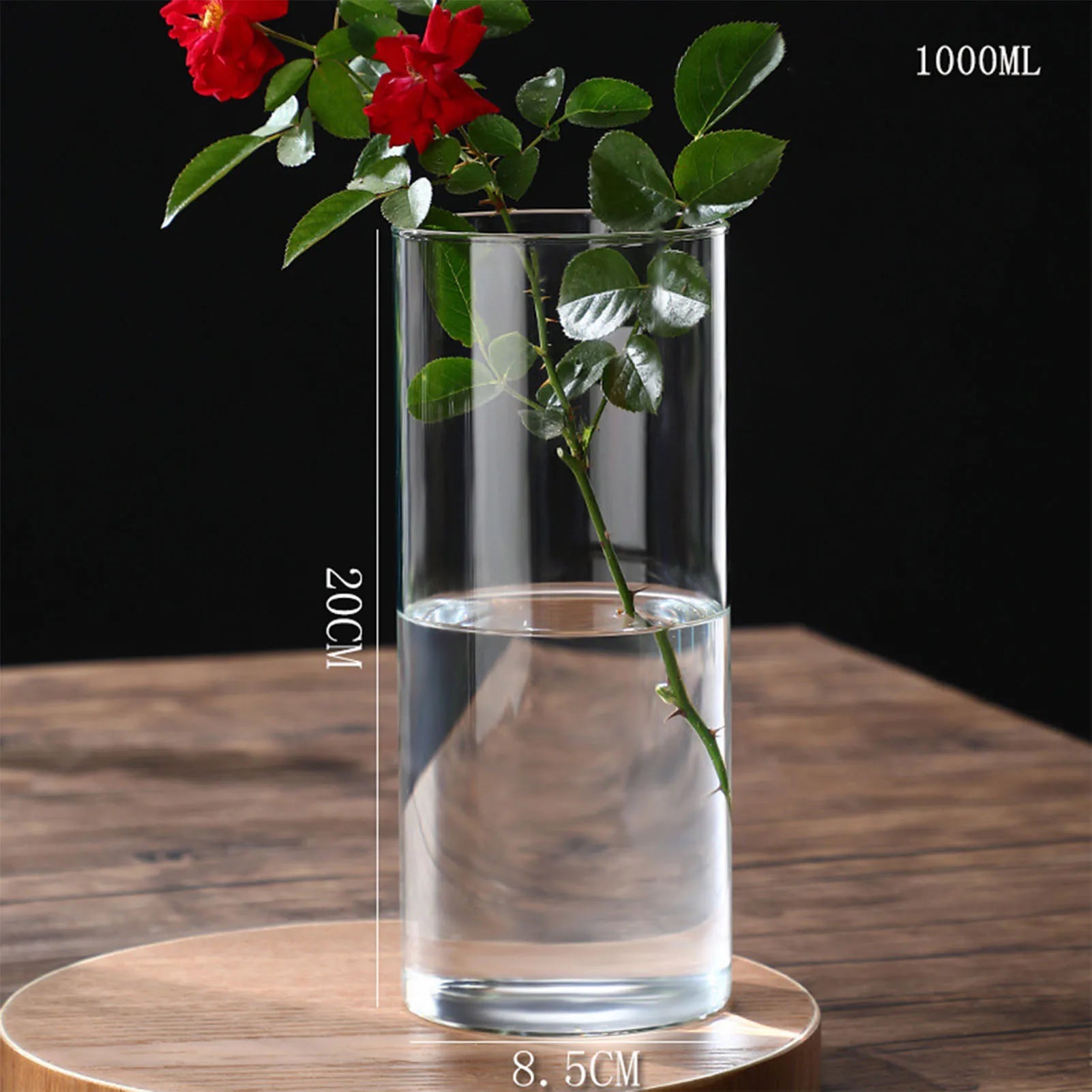 New Transparent Glass Hydroponic Vase Modern Cylinder Flower Centerpiece Clear Vases Use for Floral Wedding Home Decoration