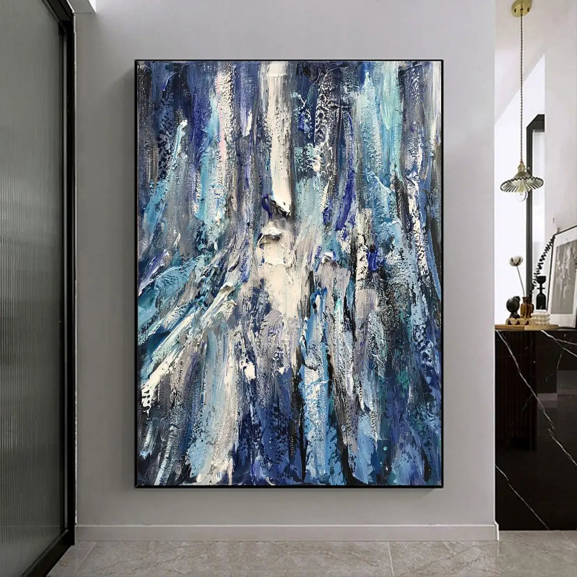Large Abstract Black and Brown Minimalist Canvas Painting Wabi-sabi Handmade Painting Geometric Painting Gold Texture Wall Art