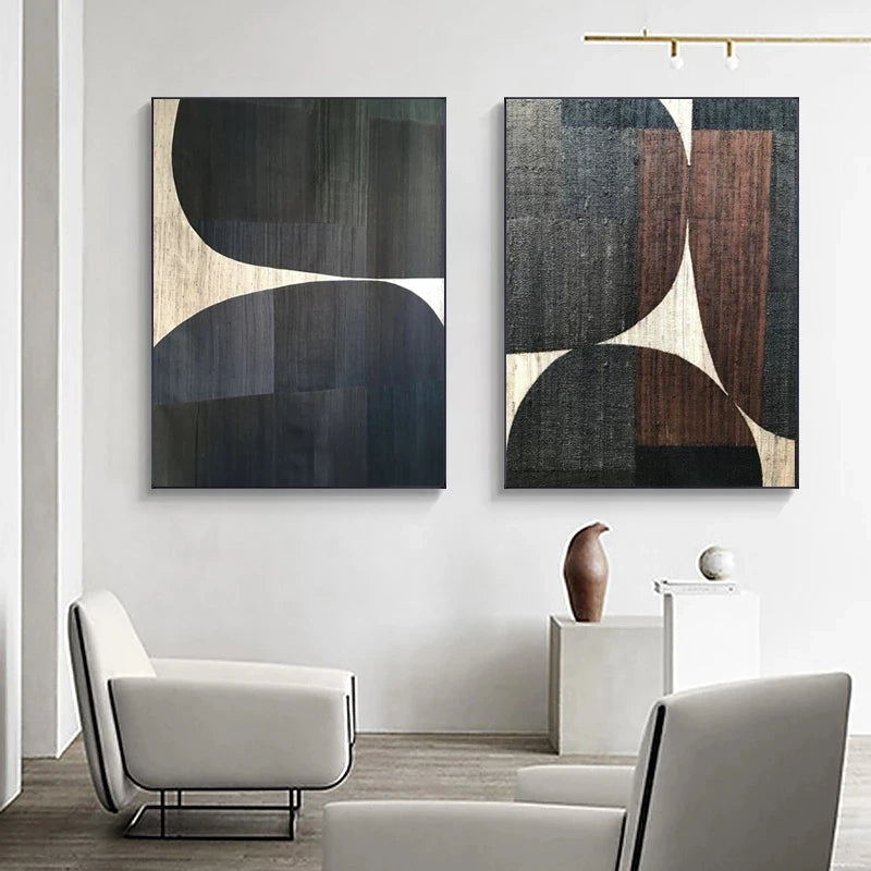 Abstract Retro Black Geometry Canvas Painting Posters and Prints Cuadros Wall Art Picture for Living Room Home Decor Unframed