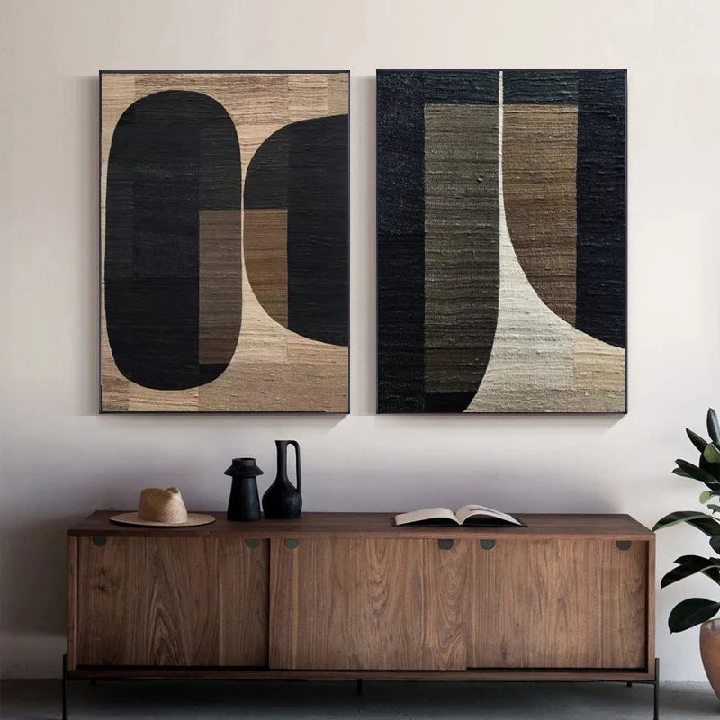 Abstract Retro Black Geometry Canvas Painting Posters and Prints Cuadros Wall Art Picture for Living Room Home Decor Unframed