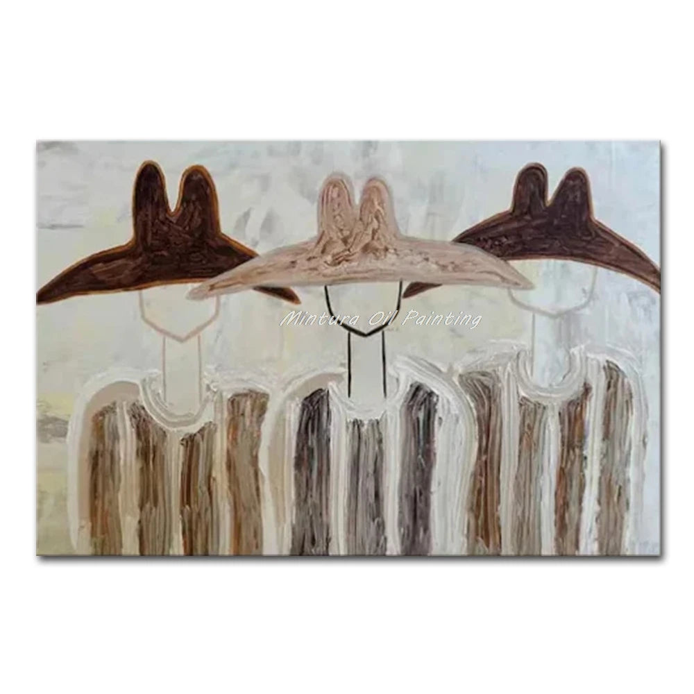 Mintura,Handpainted Cowboy Oil Paintings on Canvas,Modern Home Decoration,Abstract Brown Poster,Wall Art Picture for Living Room