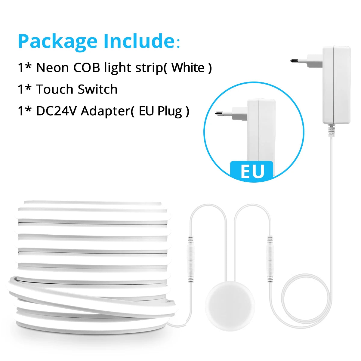 24V Cuttable Neon COB LED Strip Light Dimmable Motion Sensor Hand Scan Touch Dimming Tape Lamp Bedroom Kitchen Cabinet Decor