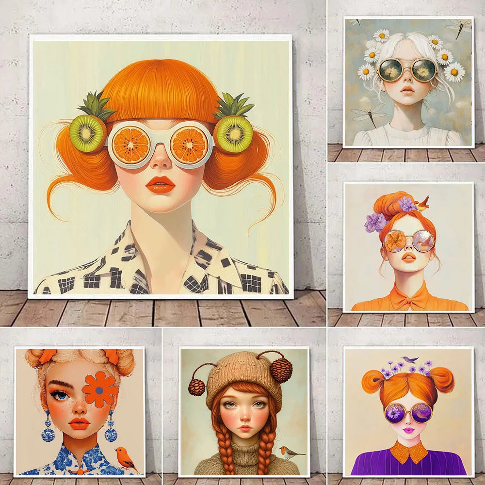 Mirjam Duizendstra's Artwork Surrealism Color Art Posters Prints Mysterious Aesthetic Woman Portrait Canvas Painting Home Decor