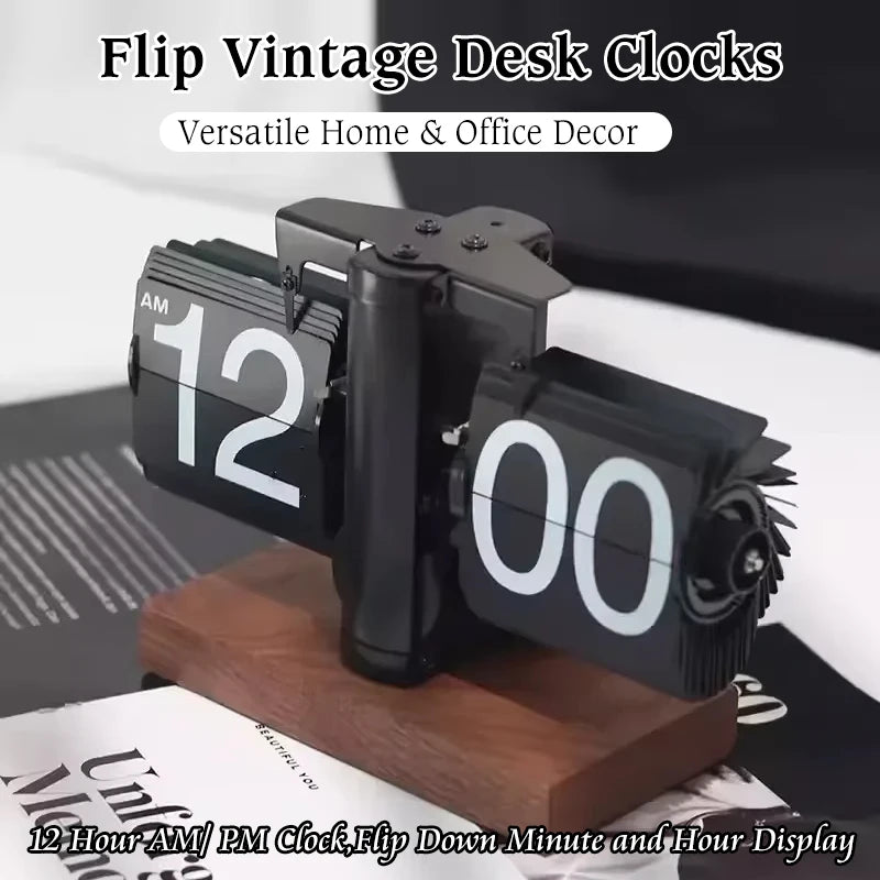 Flip Clock Vintage Desk Clocks Retro Flip Down Clocks-Battery Powered Internal Operated Flip Flop Watch Home & Office Décor 탁상시계