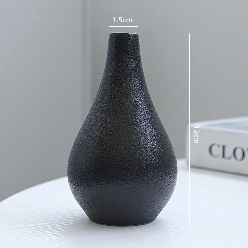 5Pcs Black Ceramic Vase Set Modern Minimalist Matte Flower Vases for Home Deco Living Room Table Centerpiece Wedding Party Decor