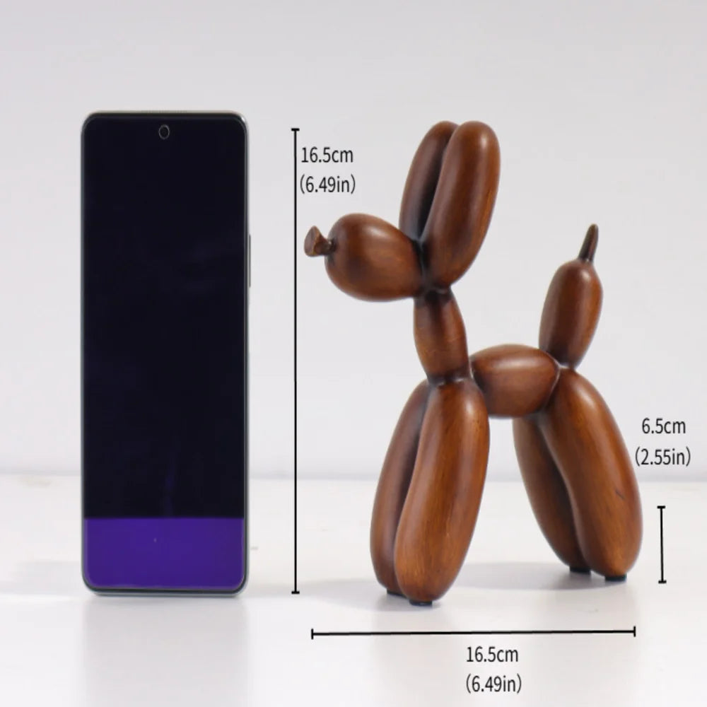 Wood Grain Balloon Dog Sculpture Resin Craft Decorative Piece Suitable for Bedrooms, Living Rooms, and Study Rooms