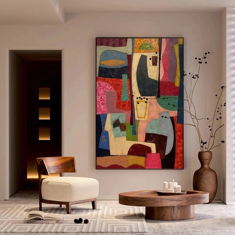 Hand-Painted Oil Painting Modern Picasso Dopamine-Colored High-End Decorative Painting Canvas Living Room Art Home Wall Decor