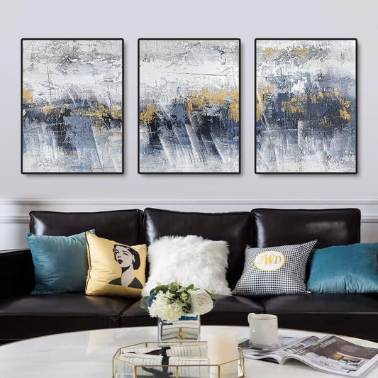 Blue Gold Abstract Prints