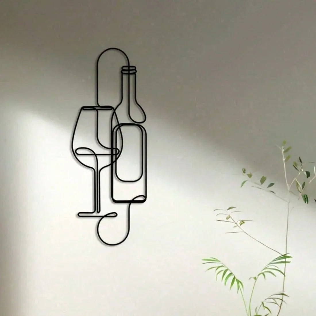 ModBar Iron Wine Rack Wall Mounted，Modern Black Metal Holder for Living Room Dining Room，Minimalist Home Decor Art Gift