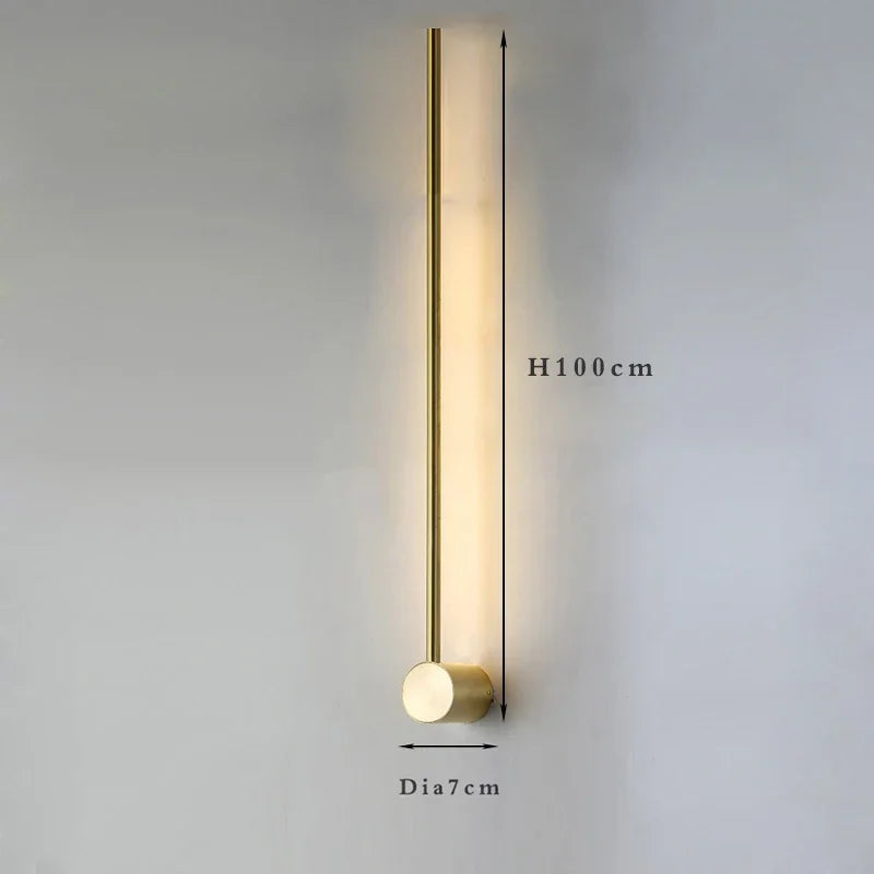 2026 Linear LED Wall Lamp 100cm120cm Modern Minimalist Gold White Sconce for Bedroom Bedside Living Room Corridor Decor