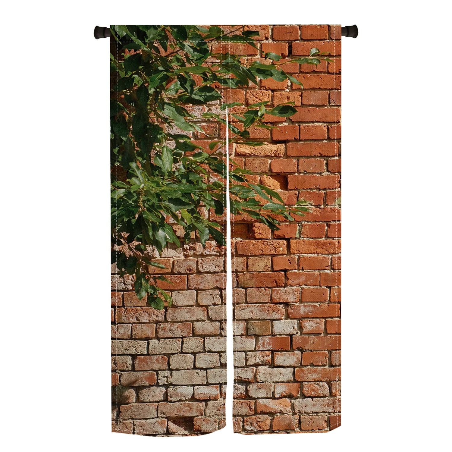 Retro Brick Noren Door Curtains Natural Stone Texture Vintage Red Linen Doorway Curtains Home Decor Room Divider Half-curtains