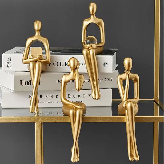 Gold Thinker Sculpture