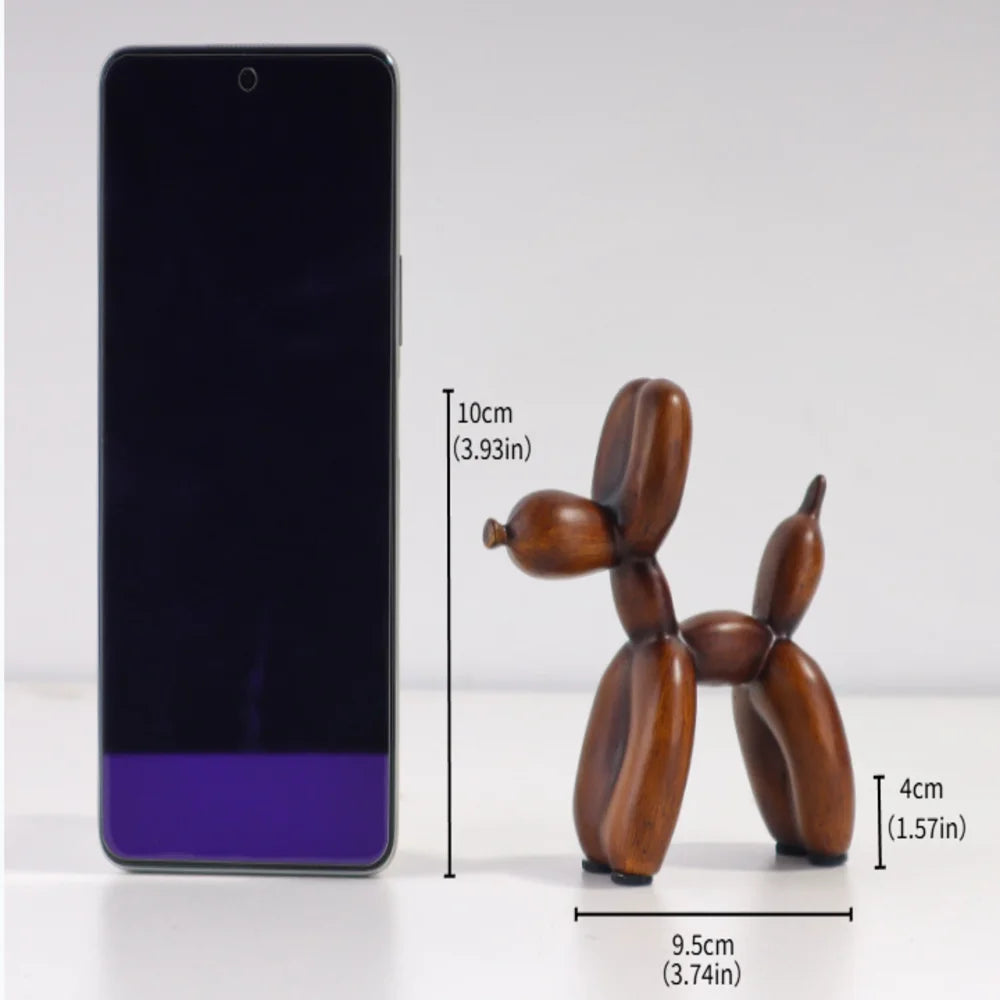 Wood Grain Balloon Dog Sculpture Resin Craft Decorative Piece Suitable for Bedrooms, Living Rooms, and Study Rooms