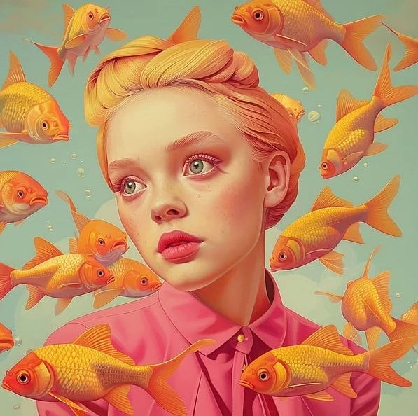 Mirjam Duizendstra's Artwork Surrealism Color Art Posters Prints Mysterious Aesthetic Woman Portrait Canvas Painting Home Decor