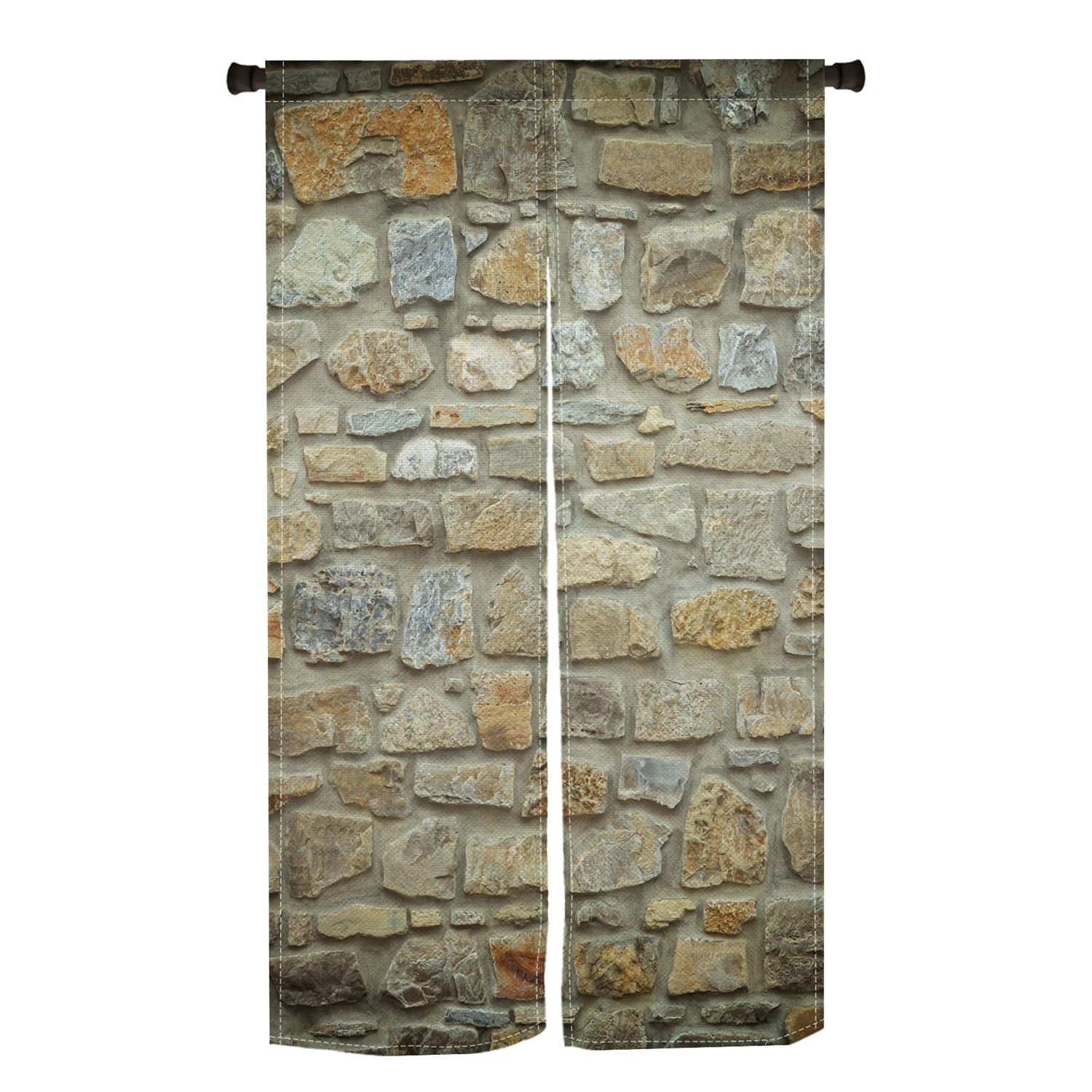 Retro Brick Noren Door Curtains Natural Stone Texture Vintage Red Linen Doorway Curtains Home Decor Room Divider Half-curtains