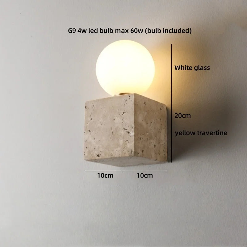 IWHD Pull Chain Switch LED Wall Lights Indoor Bedroom Balcony Wood Yellow Stone Shade Wire Adjustable Bedside Lamp Lampara Pared