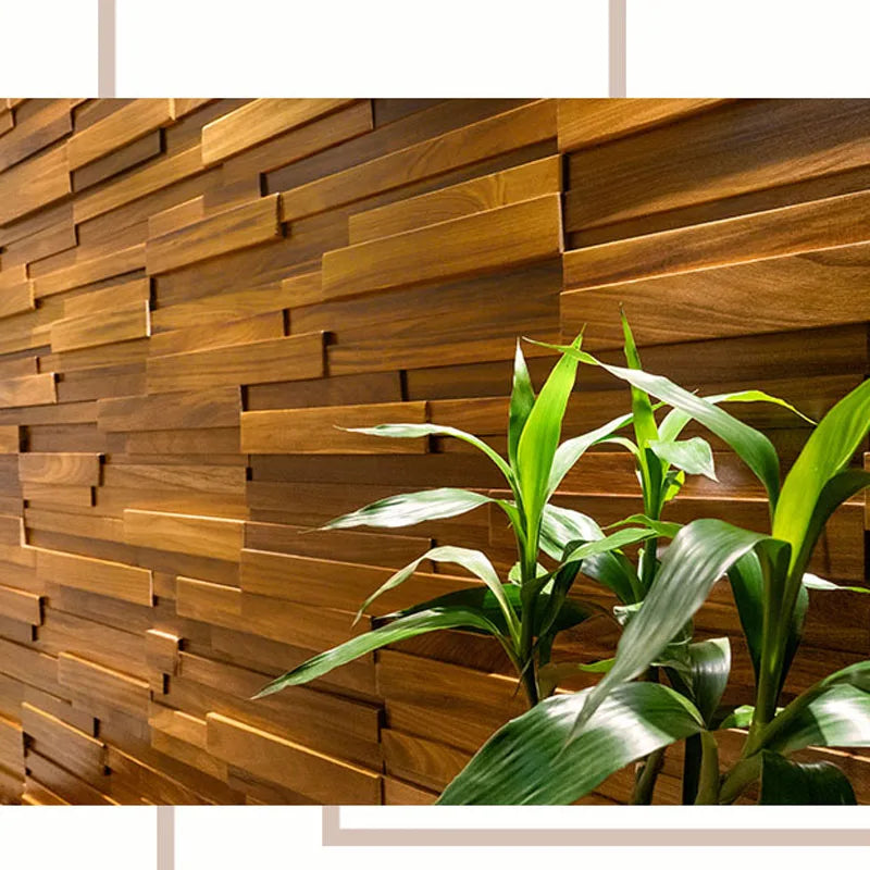 Natural Teak Wood Mosaic Tile 90x30cm Acoustic Wooden Panels 4Pcs/Box for Home Office Interior Wall Art Decor 2025 New Arrival