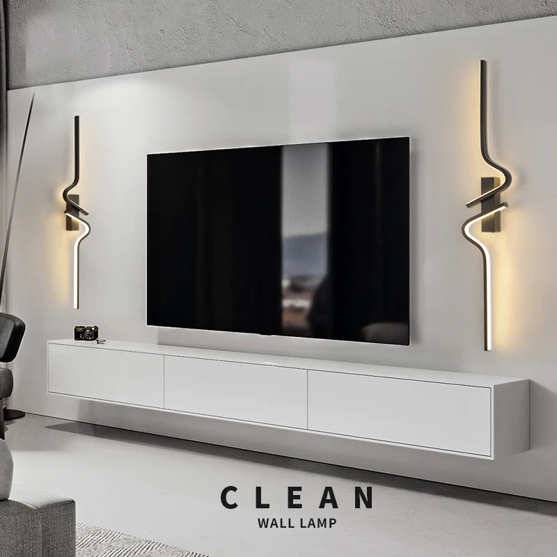 Modern Creative Strip Led Wall Light Minimalist Bedroom Bedside Wall Sconce Led Lights Living Room TV Sofa Background Wall Lamp