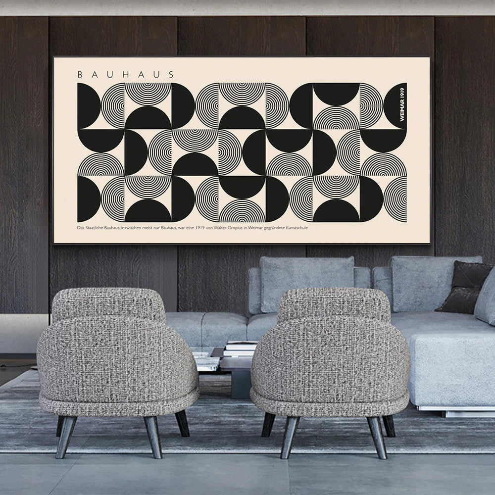 Bauhaus Minimalist Retro Wall Art Bauhaus Abstract Art Posters Geometric Bauhaus Canvas Painting for Living Room Bauhaus Poster
