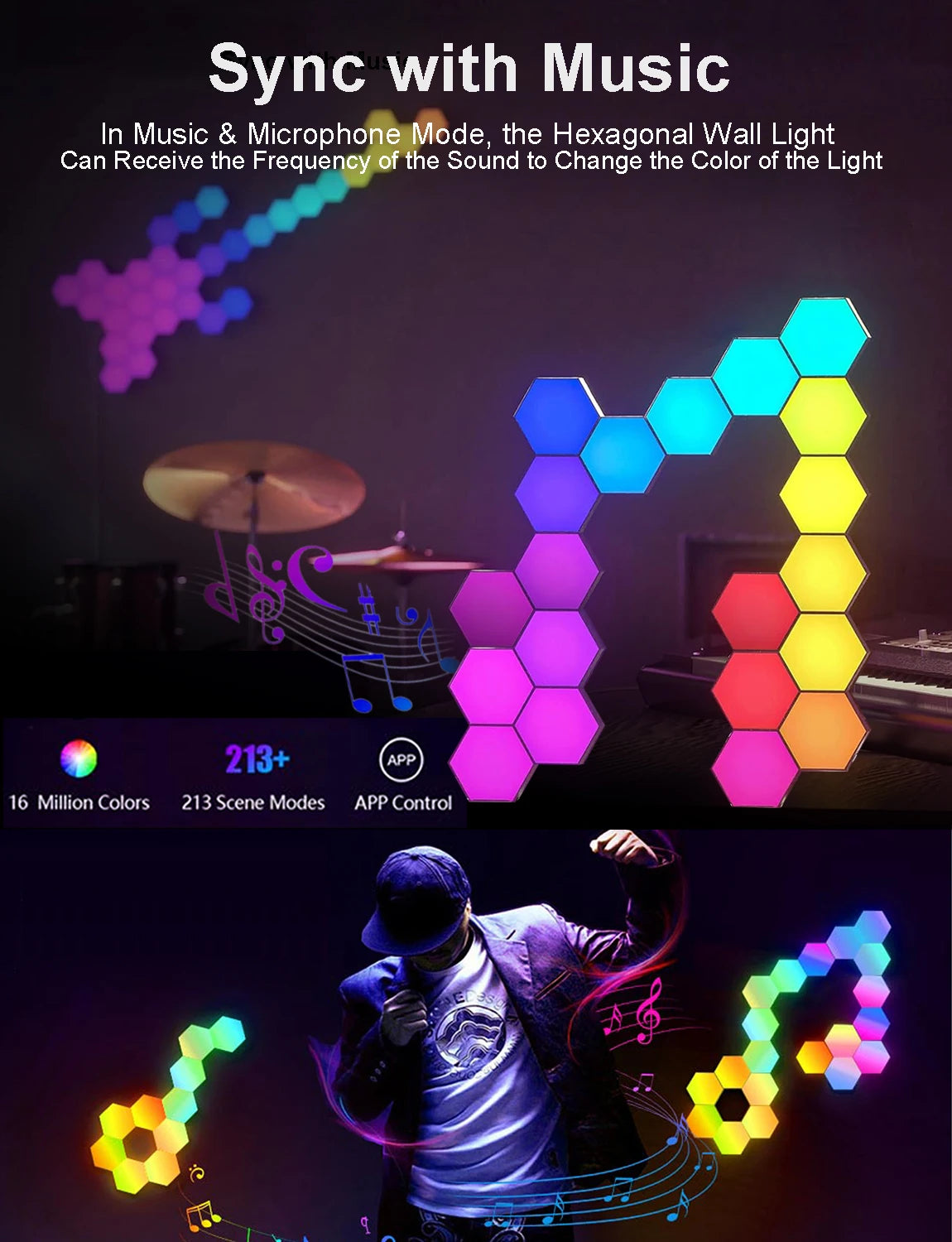 RGB Hexagon Wall Lamp